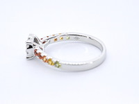 Witgouden ring met diamanten en multicolour saffieren - afbeelding 11 van  11