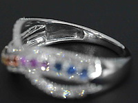 Witgouden ring met diamanten en multicolour saffieren - afbeelding 8 van  9