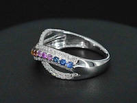 Witgouden ring met diamanten en multicolour saffieren - afbeelding 6 van  10