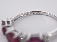 Witgouden ring met diamanten en robijn - afbeelding 10 van  10