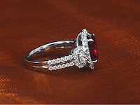 Witgouden ring met diamanten en robijn - afbeelding 5 van  9