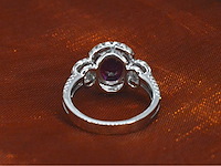 Witgouden ring met diamanten en robijn - afbeelding 7 van  9
