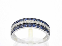 Witgouden ring met diamanten en saffieren - afbeelding 1 van  10