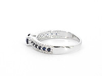 Witgouden ring met diamanten en saffieren - afbeelding 7 van  10