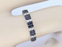 Witgouden ring met diamanten en saffieren - afbeelding 4 van  11
