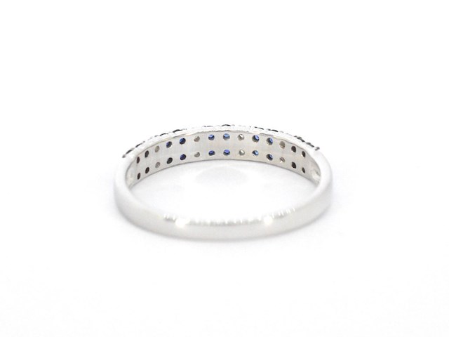 Witgouden ring met diamanten en saffieren - afbeelding 9 van  11