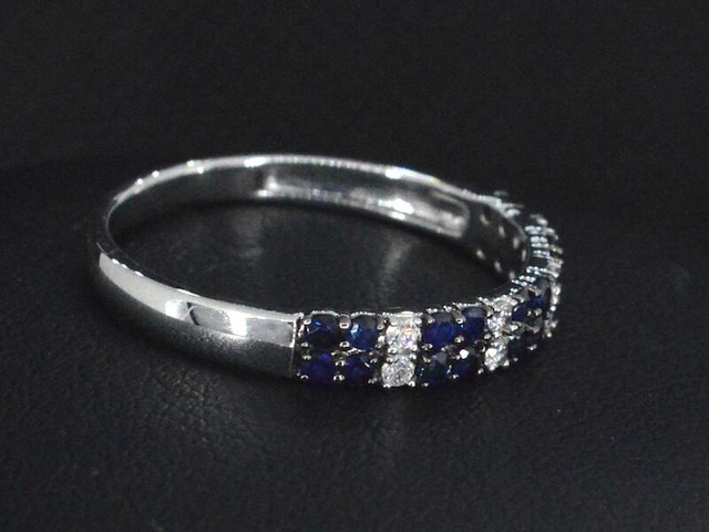 Witgouden ring met diamanten en saffieren - afbeelding 4 van  5