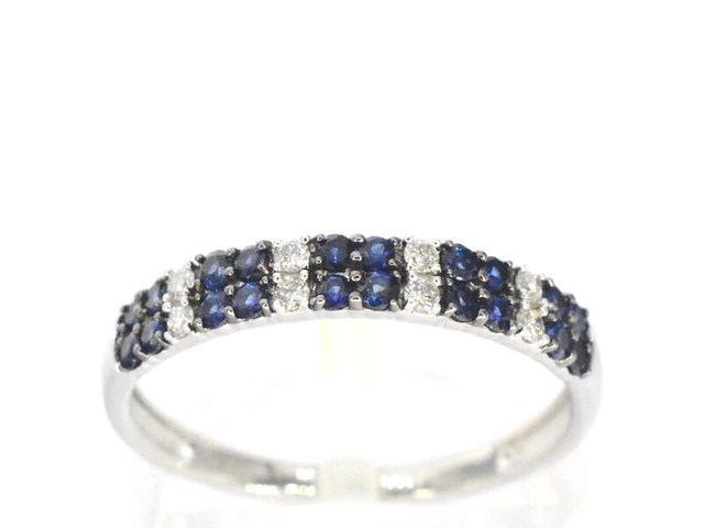 Witgouden ring met diamanten en saffieren - afbeelding 1 van  11