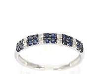 Witgouden ring met diamanten en saffieren - afbeelding 1 van  11