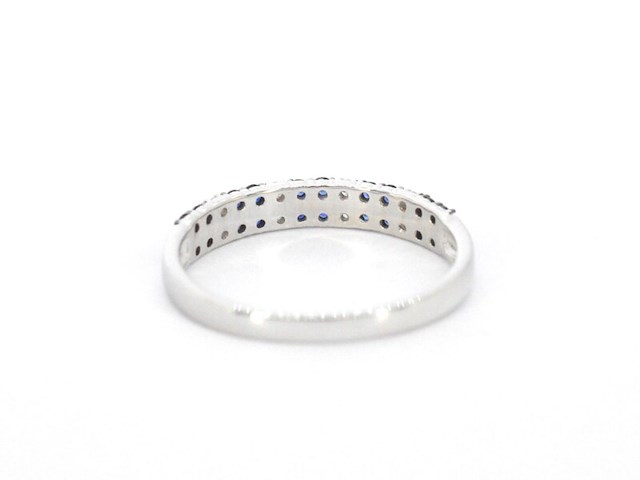 Witgouden ring met diamanten en saffieren - afbeelding 9 van  11