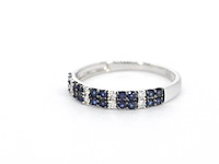 Witgouden ring met diamanten en saffieren - afbeelding 10 van  11