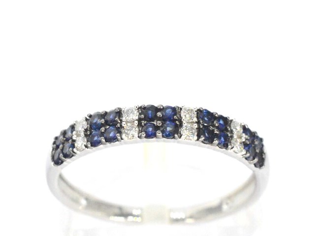 Witgouden ring met diamanten en saffieren - afbeelding 1 van  9