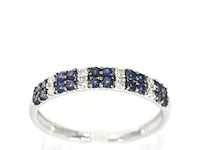 Witgouden ring met diamanten en saffieren - afbeelding 1 van  9