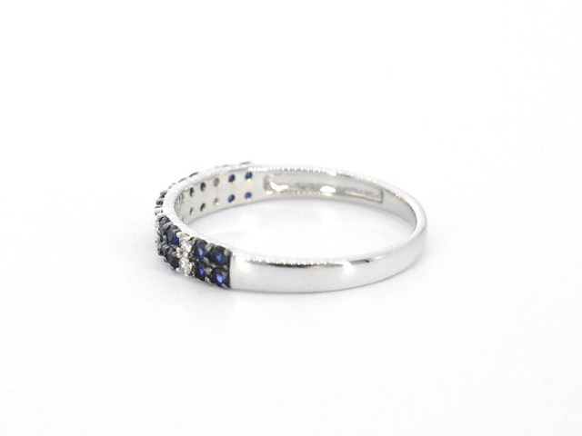 Witgouden ring met diamanten en saffieren - afbeelding 5 van  9