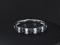 Witgouden ring met diamanten en saffieren - afbeelding 5 van  9
