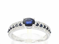 Witgouden ring met diamanten en saffieren - afbeelding 1 van  9