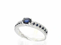 Witgouden ring met diamanten en saffieren - afbeelding 3 van  9