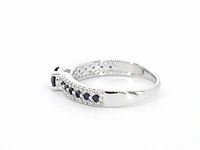 Witgouden ring met diamanten en saffieren - afbeelding 5 van  9