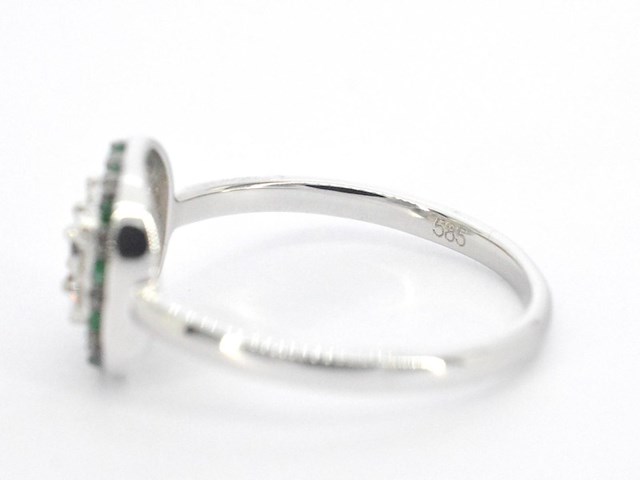 Witgouden ring met diamanten en smaragd - afbeelding 11 van  11