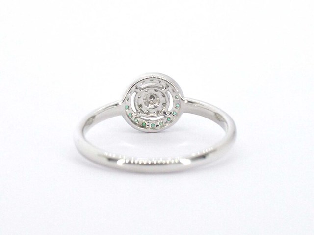 Witgouden ring met diamanten en smaragden - afbeelding 8 van  10