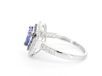 Witgouden ring met diamanten en tanzaniet - afbeelding 6 van  9