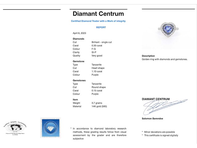 Witgouden ring met diamanten en tanzaniet - afbeelding 3 van  9