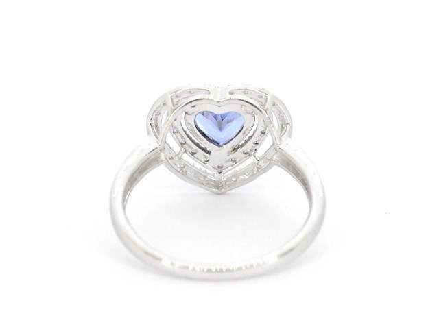 Witgouden ring met diamanten en tanzaniet - afbeelding 8 van  9