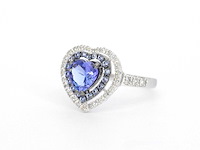 Witgouden ring met diamanten en tanzaniet - afbeelding 9 van  9