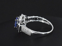 Witgouden ring met diamanten en tanzaniet - afbeelding 2 van  5