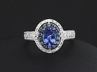 Witgouden ring met diamanten en tanzaniet - afbeelding 4 van  5
