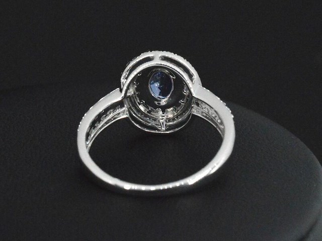 Witgouden ring met diamanten en tanzaniet - afbeelding 5 van  5