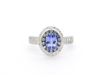 Witgouden ring met diamanten en tanzaniet - afbeelding 7 van  10