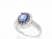 Witgouden ring met diamanten en tanzaniet - afbeelding 3 van  9