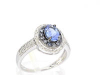 Witgouden ring met diamanten en tanzaniet - afbeelding 4 van  9