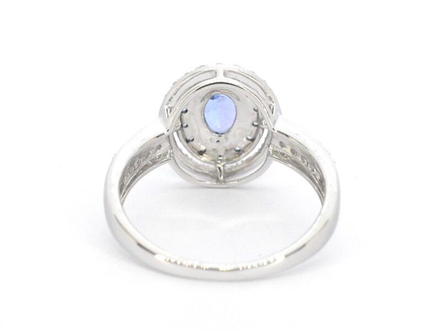 Witgouden ring met diamanten en tanzaniet - afbeelding 7 van  9
