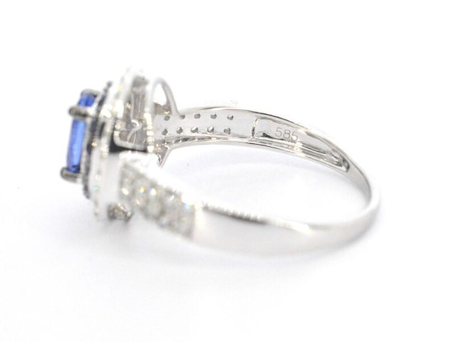 Witgouden ring met diamanten en tanzaniet - afbeelding 9 van  9