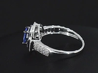 Witgouden ring met diamanten en tanzaniet - afbeelding 2 van  9
