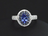 Witgouden ring met diamanten en tanzaniet - afbeelding 4 van  9