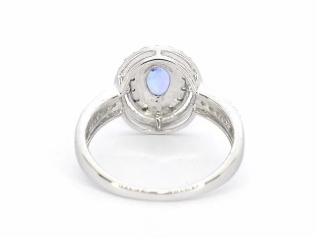 Witgouden ring met diamanten en tanzaniet - afbeelding 7 van  9
