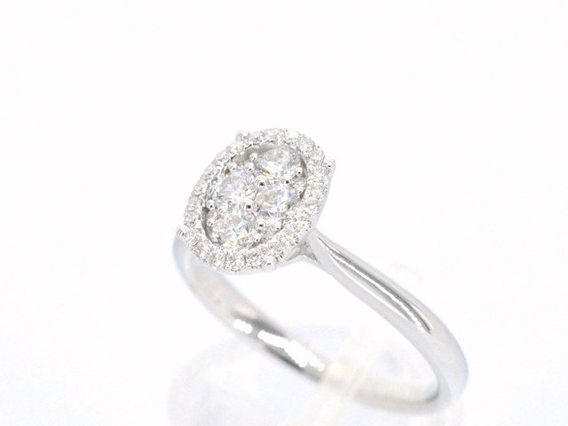 Witgouden ring met diamanten in ovaal vorm - afbeelding 5 van  11