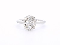 Witgouden ring met diamanten in ovaal vorm - afbeelding 8 van  11