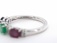Witgouden ring met diamanten, saffier, robijn en smaragd - afbeelding 9 van  9