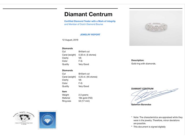 Witgouden ring met diamanten - afbeelding 3 van  9