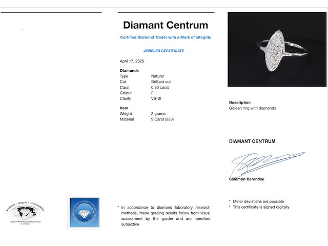 Witgouden ring met diamanten - afbeelding 3 van  3