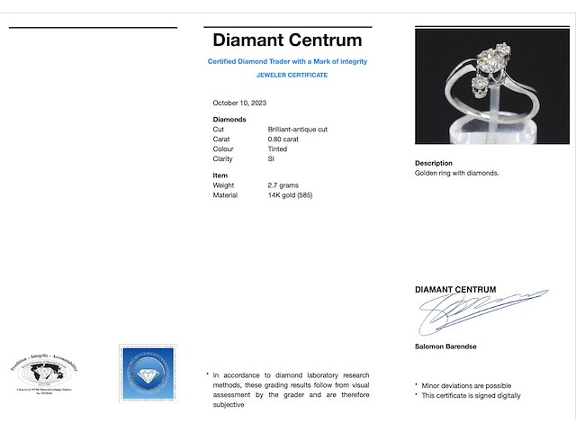 Witgouden ring met diamanten - afbeelding 3 van  8