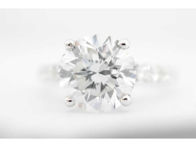 Witgouden ring met een briljant geslepen diamant van 3.00 carat - afbeelding 6 van  7