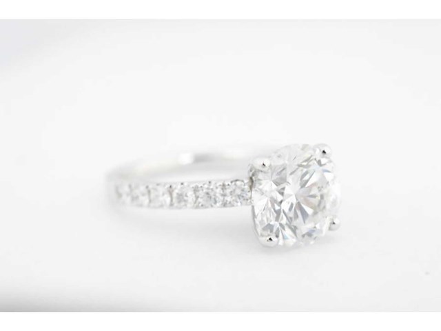 Witgouden ring met een briljant geslepen diamant van 3.00 carat - afbeelding 7 van  7