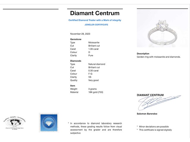 Witgouden ring met een briljant van 1.00 carat - afbeelding 3 van  8