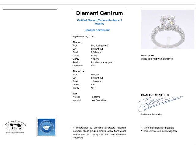 Witgouden ring met een diamant van 2.00 carat - afbeelding 2 van  5