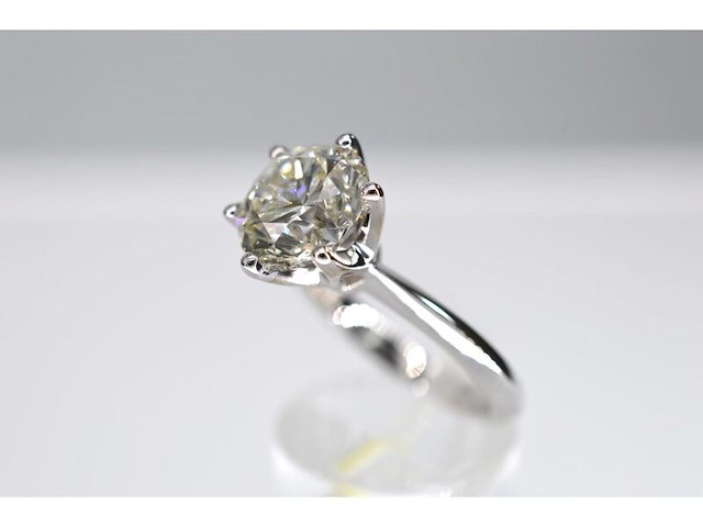 Witgouden ring met een grote briljant geslepen natuurlijke diamant van 3.00 carat - afbeelding 6 van  8